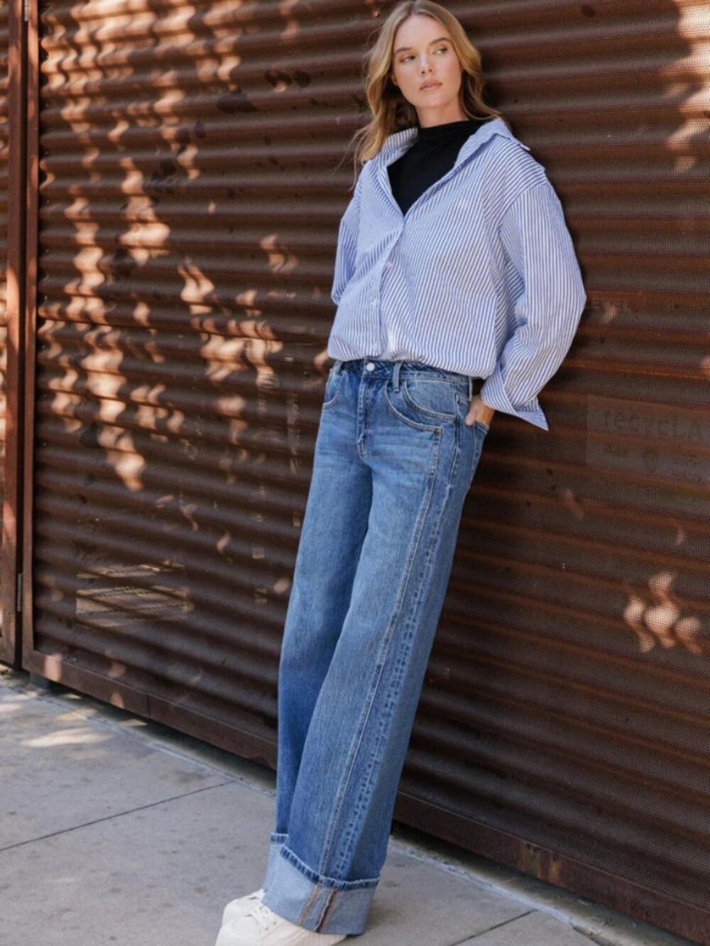 VERVET blue high rise wide leg jeans long inseam T6645L (sz26)